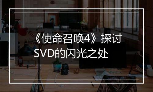 《使命召唤4》探讨 SVD的闪光之处