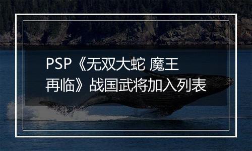 PSP《无双大蛇 魔王再临》战国武将加入列表
