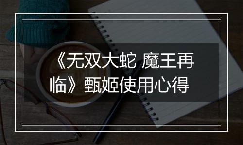 《无双大蛇 魔王再临》甄姬使用心得