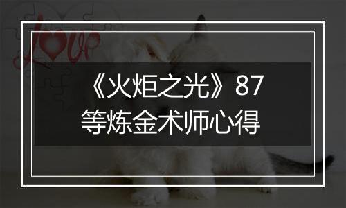 《火炬之光》87等炼金术师心得