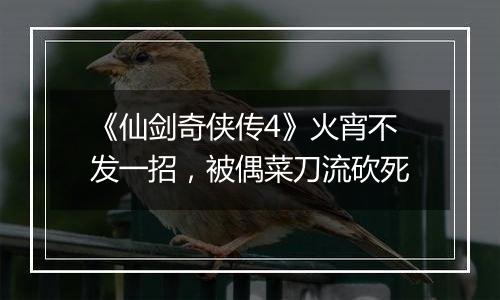 《仙剑奇侠传4》火宵不发一招，被偶菜刀流砍死