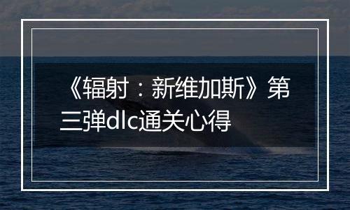 《辐射：新维加斯》第三弹dlc通关心得