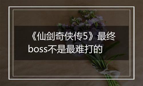《仙剑奇侠传5》最终boss不是最难打的