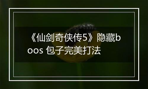 《仙剑奇侠传5》隐藏boos 包子完美打法