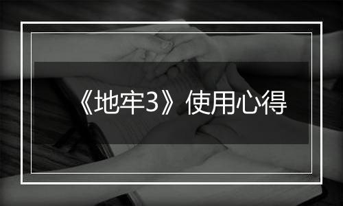 《地牢3》使用心得