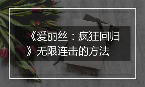《爱丽丝：疯狂回归》无限连击的方法