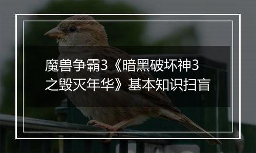 魔兽争霸3《暗黑破坏神3之毁灭年华》基本知识扫盲