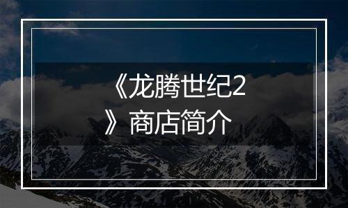 《龙腾世纪2》商店简介