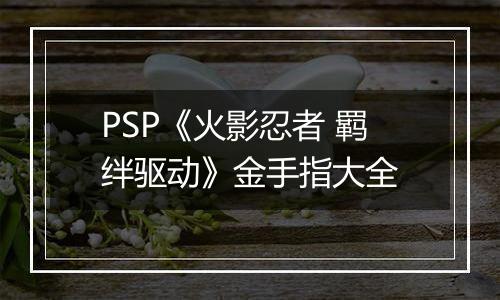 PSP《火影忍者 羁绊驱动》金手指大全