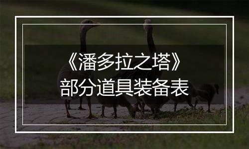 《潘多拉之塔》部分道具装备表