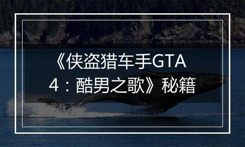 《侠盗猎车手GTA4：酷男之歌》秘籍