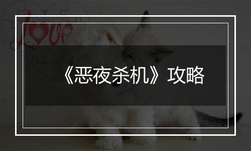 《恶夜杀机》攻略