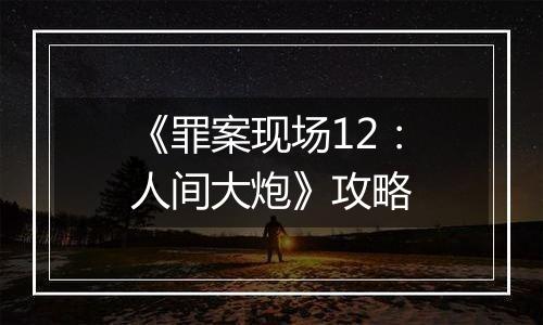 《罪案现场12：人间大炮》攻略