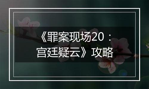 《罪案现场20：宫廷疑云》攻略