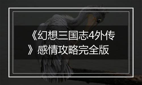 《幻想三国志4外传》感情攻略完全版