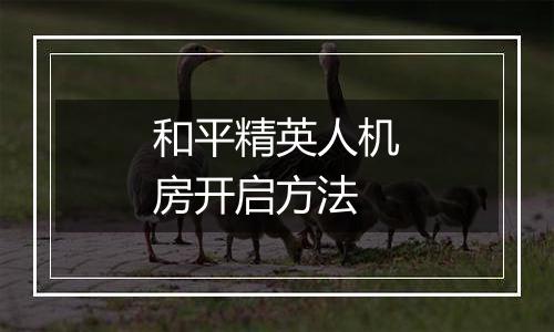 和平精英人机房开启方法
