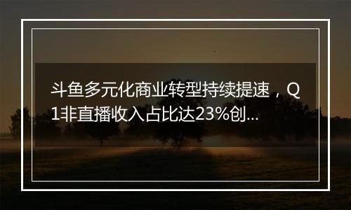 斗鱼多元化商业转型持续提速，Q1非直播收入占比达23%创新高
