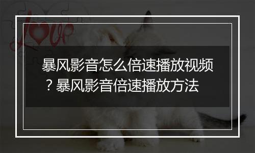 暴风影音怎么倍速播放视频？暴风影音倍速播放方法