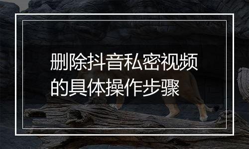 删除抖音私密视频的具体操作步骤