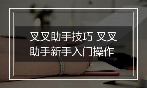 叉叉助手技巧 叉叉助手新手入门操作