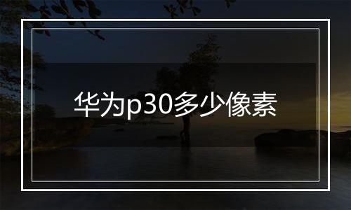 华为p30多少像素
