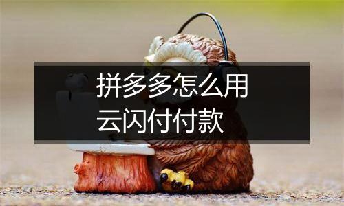 拼多多怎么用云闪付付款