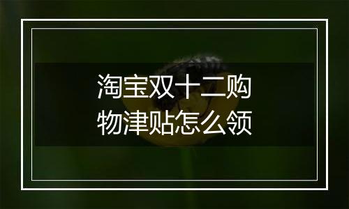 淘宝双十二购物津贴怎么领