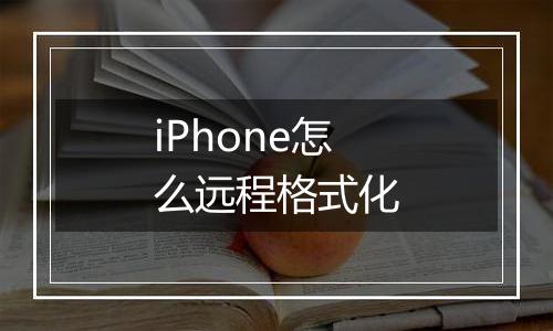 iPhone怎么远程格式化