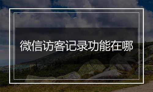 微信访客记录功能在哪