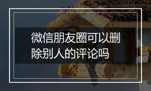 微信朋友圈可以删除别人的评论吗