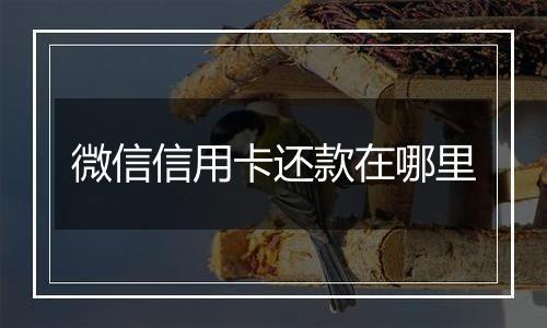 微信信用卡还款在哪里