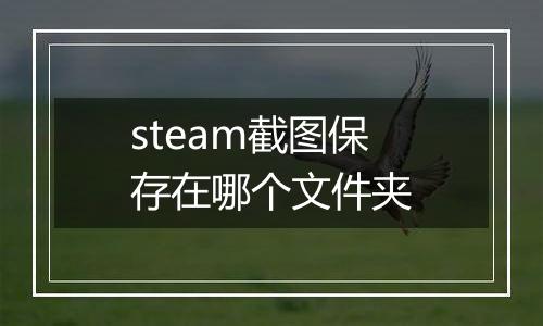 steam截图保存在哪个文件夹