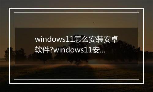windows11怎么安装安卓软件?windows11安装安卓软件方法