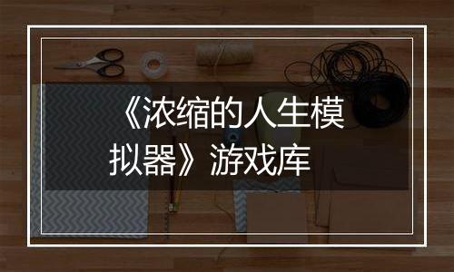 《浓缩的人生模拟器》游戏库
