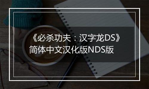 《必杀功夫：汉字龙DS》简体中文汉化版NDS版